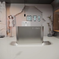 Comptoir de bar moderne en acier inoxydable durable avec éclairage LED pour salons de coiffure, instituts de beauté, hôtels