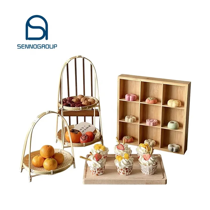 Party Wooden Display Set Display Stand Snacks Display Trays Cake Stands For Dessert Table