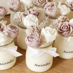Bougie en cire de soja parfumée Ascendia Mini dans un bocal en verre avec fleurs, élégante, pour mariage, aromathérapie, décoration de la maison - Product Image 3