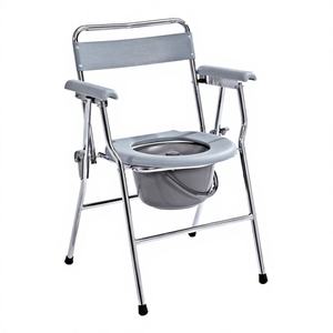 Disabled Portable Aluminum <b>Folding</b> Reclining Medical Adjustable Bedside <b>Commode</b> Chair Without Wheels - Product Image 1