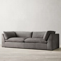 Amerikanisches RH-Style Modernes Holzrahmen-Sofa-Set mit Schwammfüllung und Stoffbezug, Costera 2-Sitzer Chesterfield Luxus Gebogenes Wohnzimmer-Sofa