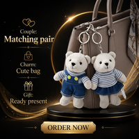 Ensemble de porte-clés en peluche pour couple, ours en peluche doux, porte-clés, accessoire cadeau
