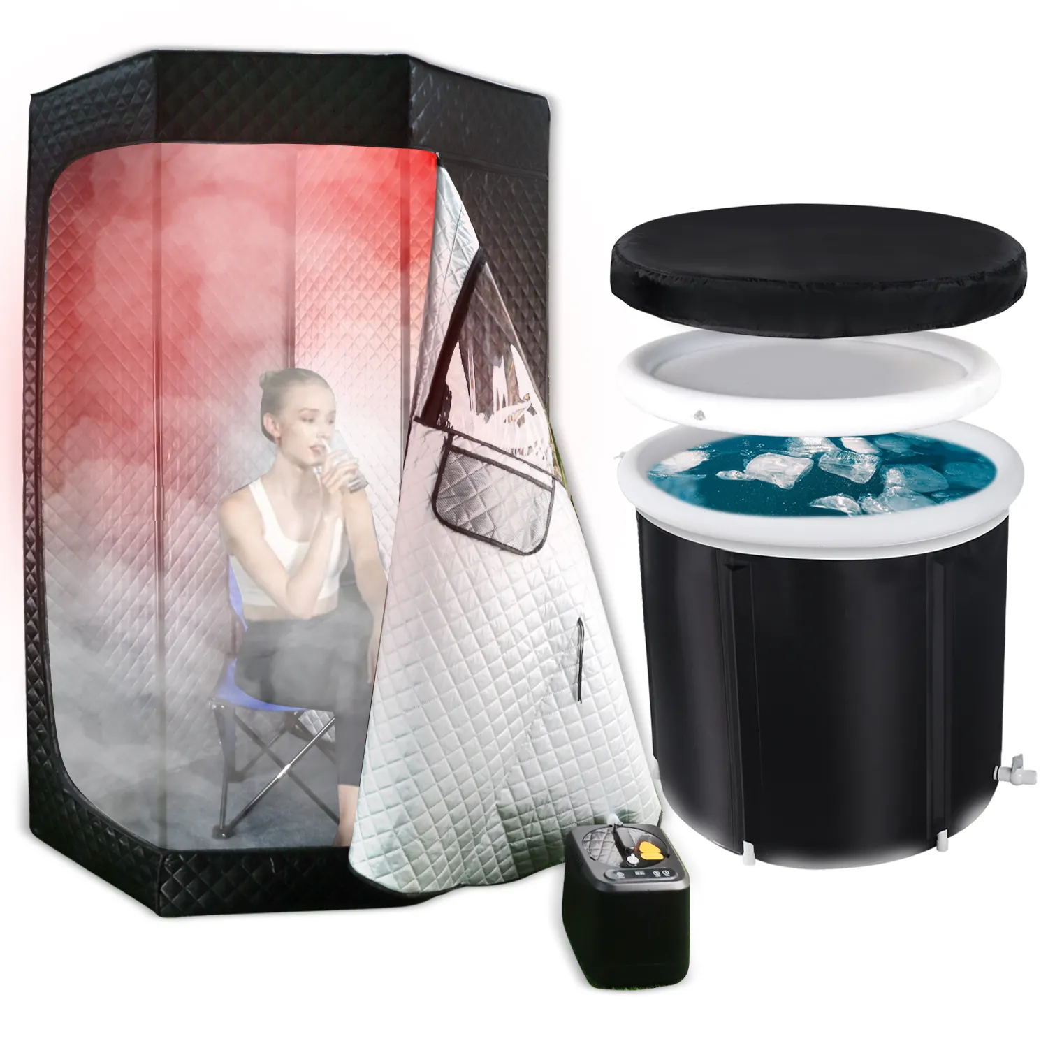Carpa de sauna infrarroja de vapor portátil OHO, baño de vapor de sudor húmedo y bañera de hidromasaje fría para desintoxicación y recuperación