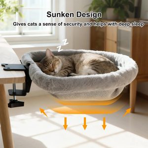 <span class=keywords><strong>Cama</strong></span> de Escritorio para Gatos, <span class=keywords><strong>Hamaca</strong></span> de Felpa para Gatos, <span class=keywords><strong>Cama</strong></span> Plegable con Clip para Escritorio, Adecuada para Varias Computadoras de Escritorio - Product Image 3