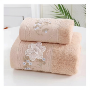 Ensemble de serviettes de bain en coton biologique naturel 70*140 35*75 pour adultes femmes couleur pêche extra absorbantes livraison gratuite - Product Image 1