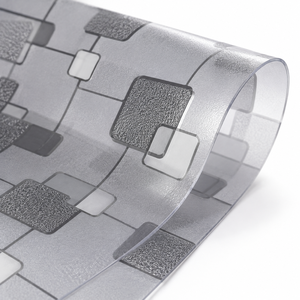 Rouleau de nappe en PVC imprimé géométrique, transparent, givré, mat, imperméable et flexible pour table à manger et meubles - Product Image 3