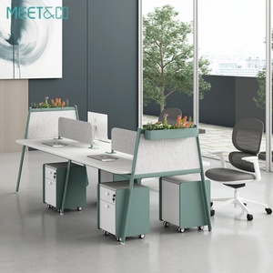 Modern 4-Seater Extendable Office Desk Convertible Modular Coworking <b>Workstation</b> Wooden Design Melamine Style for Open Space - Product Image 2