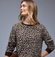 Suéter Jacquard para Mujer, 100% Algodón, Patrón de Leopardo, Tejido de Punto, Otoño Invierno, Informal, Jersey, Logotipo Personalizado, Venta al Por Mayor, Fábrica OEM