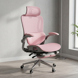 Ergonomic Office Chair Pink Mesh Reclining Swivel Armrests Home Office Bedroom Study Chair D01 - Product Image 1