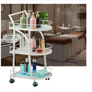 Carrito de manicura dorado carrito de peluquero rodante con ruedas MARCO DE Metal muebles impermeables de alta calidad carrito de Salón al por mayor - Product Image 5
