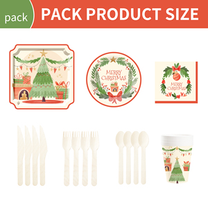 DAMAI - Juego de Platos de Papel Desechables Cuadrados y Redondos para Postres, Decoración para Fiestas Navideñas - Product Image 2