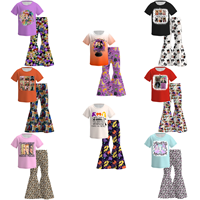 Nouvelle Collection : Ensemble 2 Pièces Imprimé Animal Halloween pour Filles Grandes Tailles – Pantalon Cloche Prêt à Expédier – Vente en Gros pour Boutiques, Tout-petits et Enfants