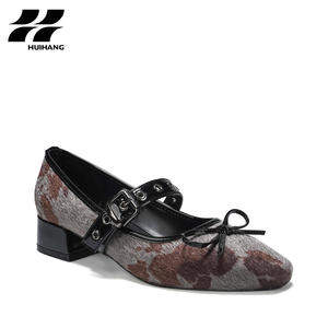 मैरी जेन फ्लैट्स महिलाओं की चिक गाय प्रिंट गर्मियों के कैजुअल ड्रेस जूते वर्ग फुट लचीली ब्लॉक एड़ी धनुष-उच्चारण वाली बकसुआ स्लिप-ऑन - Product Image 1