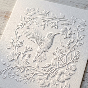 Invitations de mariage Colibris et vigne florale en relief, carte épaisse, personnalisées, luxe botanique, impression OEM en gros - Product Image 2