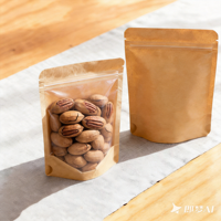 Bolsa de Papel Kraft Personalizada a Prueba de Humedad con Ventana Transparente y Cierre Hermético para Envasado de Frutos Secos y Alimentos