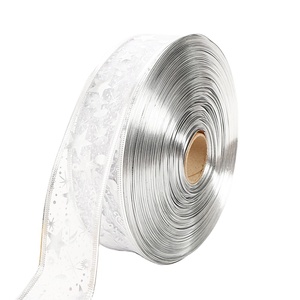 10 Iarde 5cm Nastro Fiocco Ecologico Riciclato con Fiocchi di Neve per Decorazioni Natalizie, Regali, Artigianato e Casa - Blu, Oro, Rosso - Product Image 2