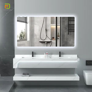 Usine mur accroché salle de bain lavabo armoire ensemble <span class=keywords><strong>surface</strong></span> solide salle de bain vanités marbre pierre frittée <span class=keywords><strong>Double</strong></span> évier vanité - Product Image 3