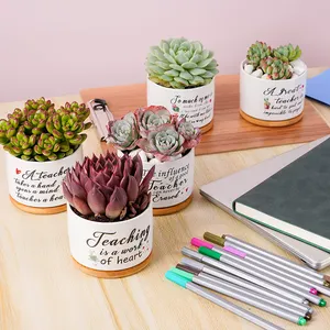 Custom Cute Small Flower Planter Succulent Cactus Plant Ceramic Pot for Teacher Christmas Birthday Gift