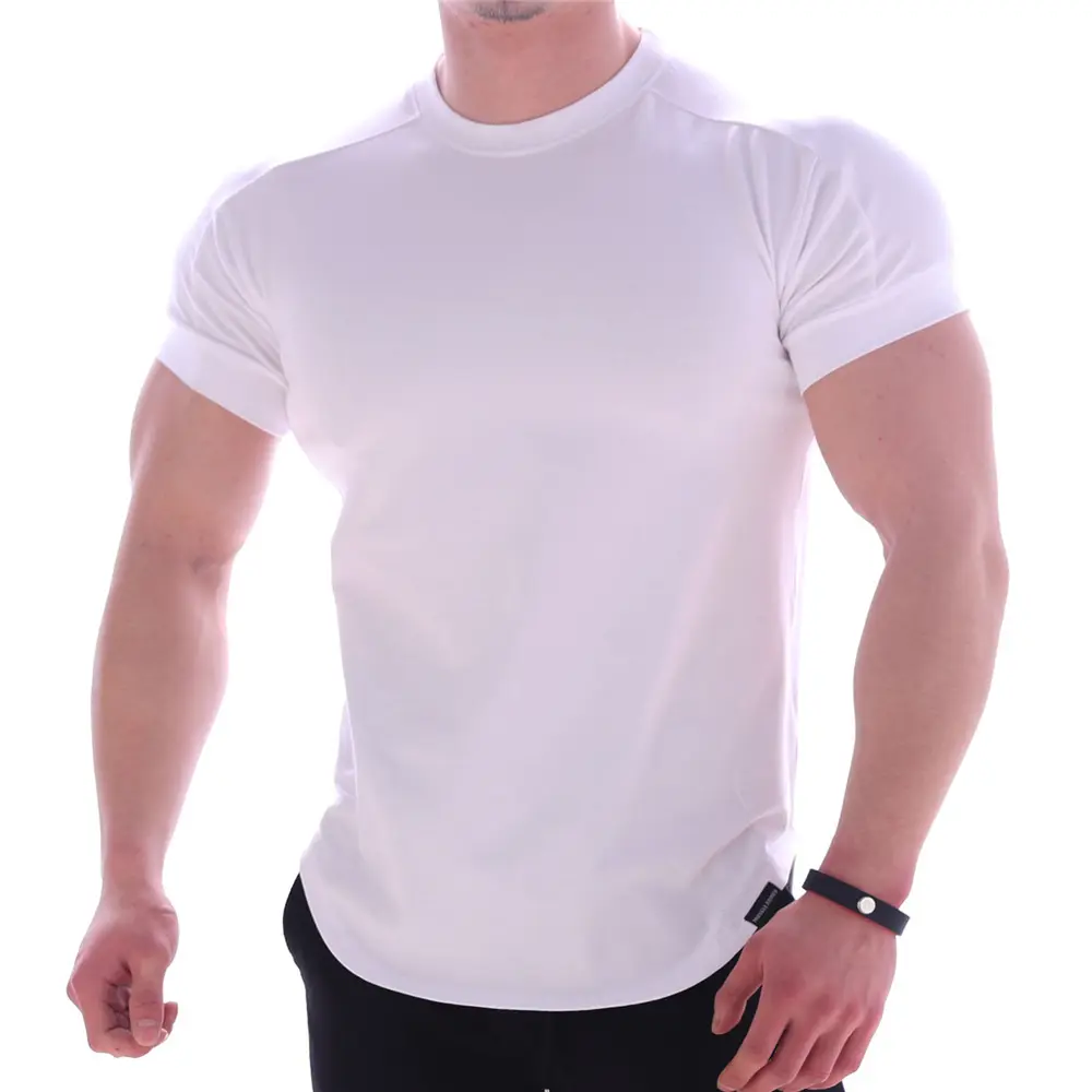 Camisetas lisas de algodón y poliéster para hombre, servicio Oem, camiseta de entrenamiento Vintage de lujo en blanco de gran tamaño
