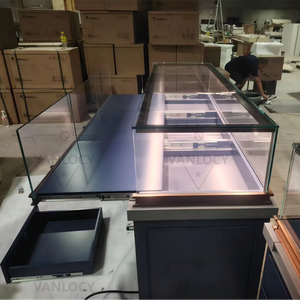 Cao cấp màu xanh <span class=keywords><strong>LED</strong></span> ánh sáng kính hiển thị tủ có thể khóa đồng hồ trưng bày cho cửa hàng bán lẻ đồ trang sức nước hoa thiết kế cửa hàng nhôm - Product Image 3