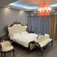 Ensemble de chambre à coucher de luxe royal, lit king size, série design classique européen, fabrication exquise, modèle 6214T
