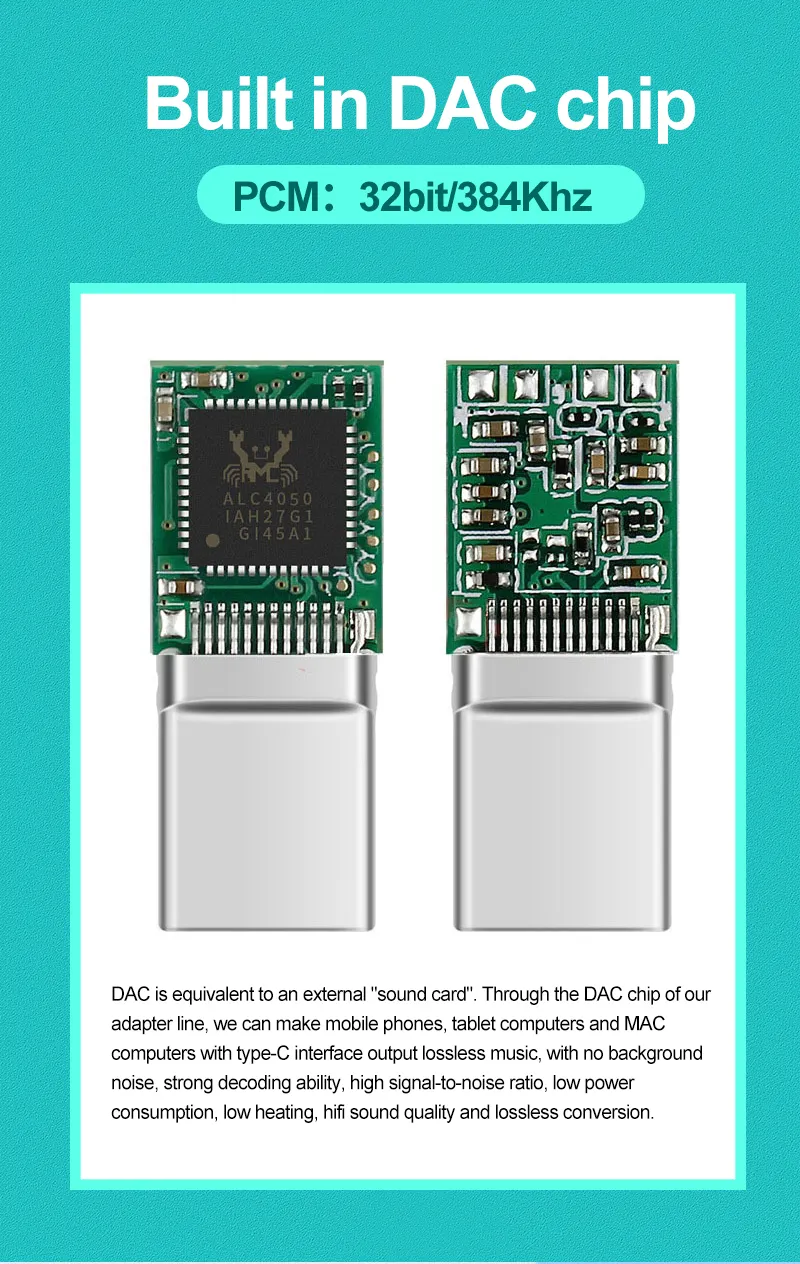 HIFI 오디오 DAC 헤드폰 어댑터 32bit 384kHz usb 3.1 유형 c ~ 3.5mm 오디오 헤드폰 잭 어댑터 삼성 화웨이 OnePlus