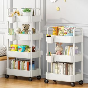 Movable <b>Storage</b> <b>Cart</b> 4 Layers With Wheels Durable Multipurpose Organizer For Home Office Kids Toy Bookshelf - Product Image 4