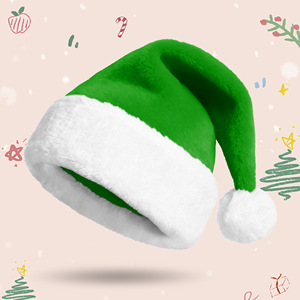 Christmas Hat Red Fleece Lined Thickened Turned Up Brim Soft Foldable Classic Style Santa Claus Decorative Hat - Product Image 4