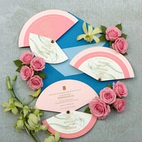 Invitaciones de Boda Personalizadas en Forma de Abanico de 2 Capas, Impresión en Acuarela sobre Cartulina Mate, Remaches Metálicos, Tarjetas para Invitados de la Fiesta Nupcial
