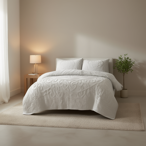 Ensemble de couette en coton chenille à motifs médaillon H.F.C.E, 3 pièces, doux et confortable, pour la maison - Product Image 2