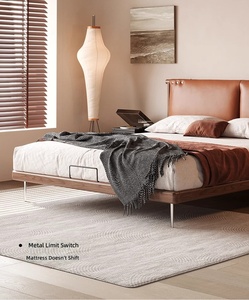 Lit double moderne en cuir véritable, écologique, durable, avec pieds hauts, confortable et moelleux, pour chambre principale - Product Image 5