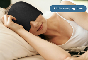 Masseur de tête Gel froid chapeau thérapie migraine soulagement de la douleur chapeau thérapie casquette de glace extensible pour les yeux gonflés Stress - Product Image 6