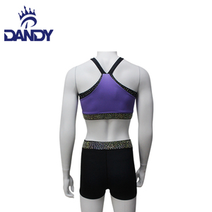 ชุดเชียร์ลีดเดอร์ประดับเพชรพลอยพร้อมโลโก้ทีมที่ออกแบบเองได้ คุณภาพสูง เสื้อครอปท็อป ชุดเชียร์ - Product Image 4