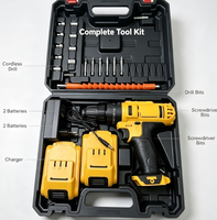 Kit complet facile à utiliser avec étui de rangement, perceuse à percussion sans fil au lithium pour travaux de rénovation, perçage du bois et du métal