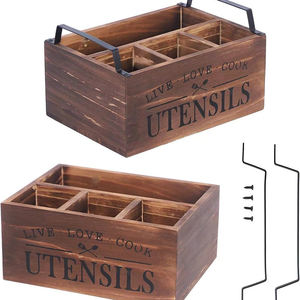 Cucina in legno contenitore per stoviglie e portatovaglioli portatovaglioli portatovagliolo decorativo in legno <span class=keywords><strong>Caddy</strong></span> con 4 scomparti - Product Image 3