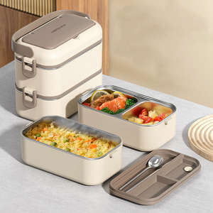 קופסת אוכל מנירוסטה עם תאים, עמידה בפני דליפות ומתאימה למיקרוגל, לעובדי משרד וסטודנטים - Product Image 2