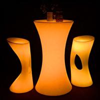 Table LED étanche pour extérieur, maison, bar, jardin, parc – Table de cocktail lumineuse au design élancé avec éclairage LED