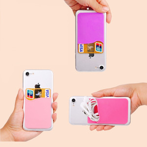 Factory Direct Sale <b>Cheap</b> <b>Gift</b> Custom Logo Silicone Phone Sticker 2 Layers ID Card Holder - Product Image 2