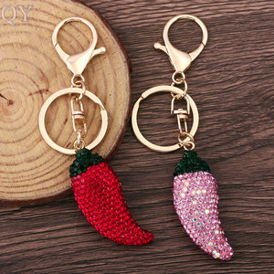 QY Wholesale Strawberry Crystal Rhinestone Keychain Heart Pendant Cute Fruit <b>Bag</b> Charm <b>Key</b> <b>Ring</b> Gift for Women Accessories - Product Image 5