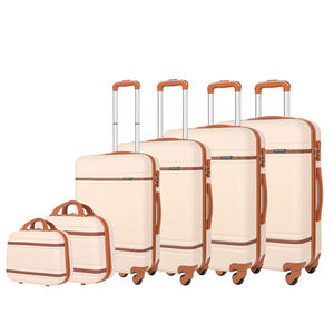 विंटेज हार्ड शेल कैरी-ऑन सूटकेस सामान सेट पीसी बोर्डिंग केबिन ट्रॉली - Product Image 4