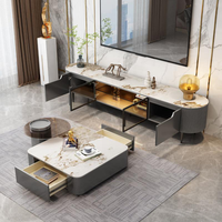Vente en gros Meuble télé contemporain de luxe en bois à quantité minimale de commande basse et support avec table basse pour le salon