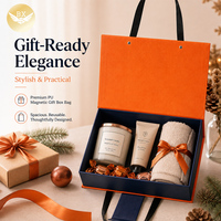 Boîte cadeau magnétique portable en similicuir PU orange de qualité supérieure, boîte d'emballage rigide à fermeture magnétique pour cosmétiques et cadeaux de festival
