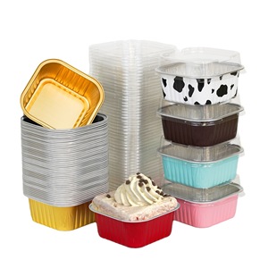 Contenedor Cuadrado Desechable de 220 ml para Postres, Mini Moldes de Aluminio para Hornear Muffins, Mousse, Gelatina, Pudín y Pastel - Product Image 6