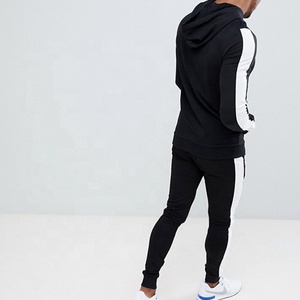 Wholesale Custom 100% Cotton Sweatsuit Sports <strong>Tracksuit</strong> Splice Color Training Gym <strong>Plain</strong> <strong>Tracksuits</strong> for Men - Product Image 2