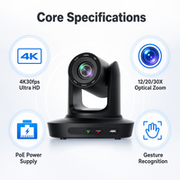 Caméra PTZ 4K AI à suivi automatique NDI HX2 Free-D avec zoom 20X, système de conférence audio-vidéo double mode USB LAN PoE pour diffusion en direct