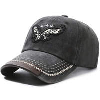 Casquettes de baseball ajustées à 6 panneaux, respirantes, imperméables, perforées, broderie 3D, broderie à la main, vintage, effet vieilli, broderie à la machine