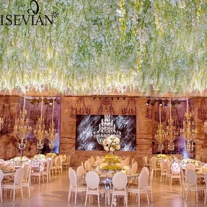ISEVIAN-centro de mesa colgante de glicina y flor artificial, blanco y amarillo, centro de mesa para boda - Product Image 6