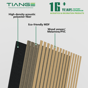 Panel de pared de madera con decoración de listones de Mdf moderno TianGe 260 prueba de sonido negro 60X300 Auditrium <span class=keywords><strong>Akupanel</strong></span> buen <span class=keywords><strong>precio</strong></span> acústico - Product Image 6
