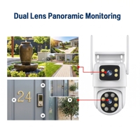 Caméra IP PTZ sans fil 4K 4MP à double objectif, extérieure, suivi automatique à 360°, vision nocturne, WiFi, microphone intégré