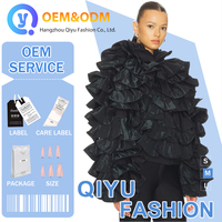 2026 QY OEM LOGO personnalisé Vente en gros Nouveau design Mode Vintage Veste bomber à volants Vêtements d'extérieur Manteau pour femme